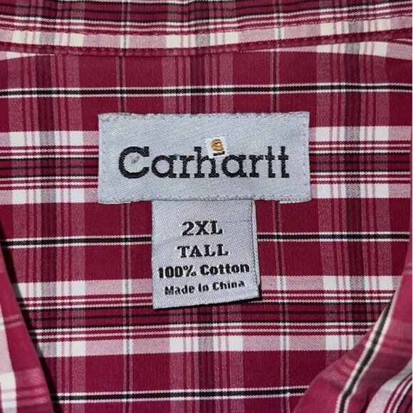 Carhartt Shirt Mens 2XL Tall Short Sleeve Button Front Plaid Relaxed Fit Work - Picture 3 of 6